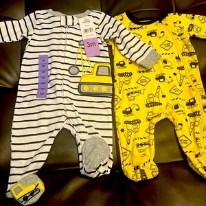 2 pack koala baby  boys footies  3 months